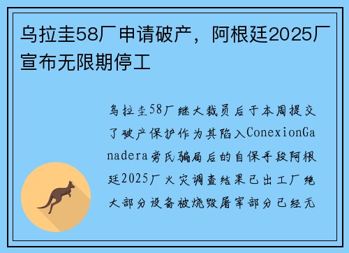 乌拉圭58厂申请破产，阿根廷2025厂宣布无限期停工