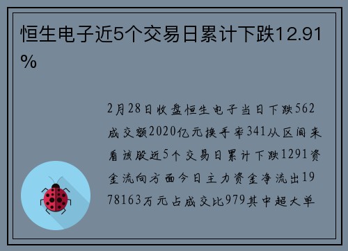 恒生电子近5个交易日累计下跌12.91%